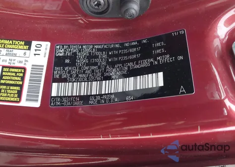 2020 Toyota Sienna Le из США, поврежденный, VIN 5TDKZ3DC8LS057861